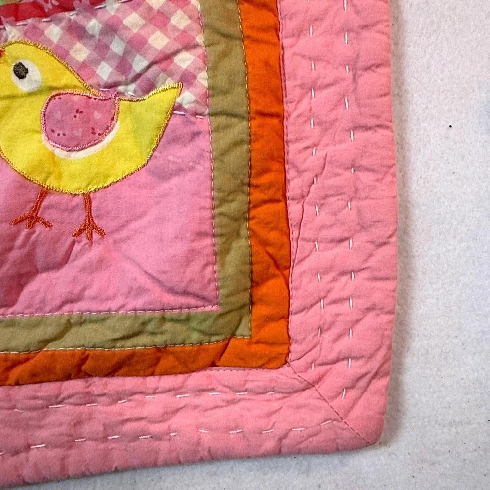 90s Handmade Whimsical Nursery‎ Pillow Sham Cover Applique Birds Vintage Decor